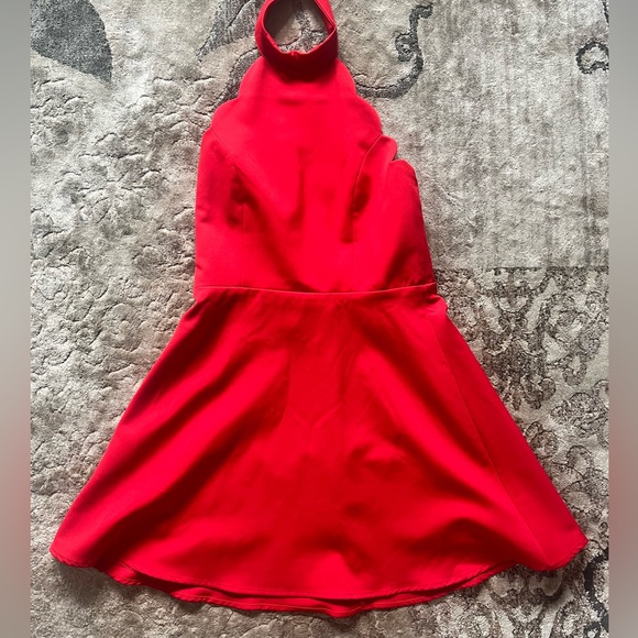 Red Mini Halter Dress - wedding guest, party, summer - Picture 3 of 4